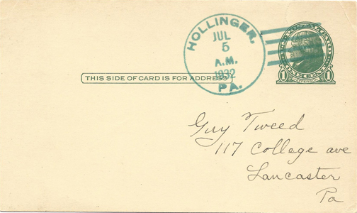 1933-07 Postcard Hollinger PA-F