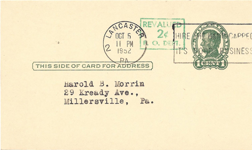 1952-10 Revalued 2c Lincoln-F