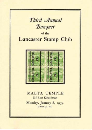 1934 Lancaster Stamp Club Third Annual Banquet