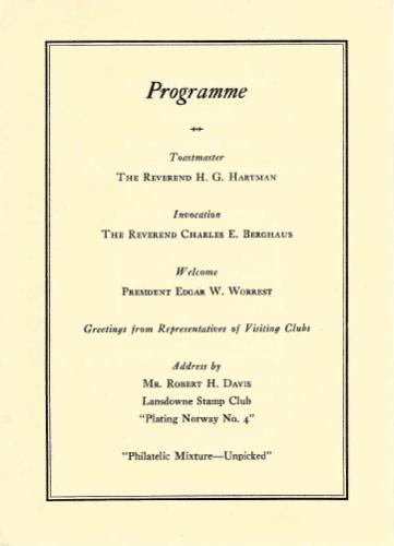 1934 Lancaster Stamp Club Third Annual Banquet