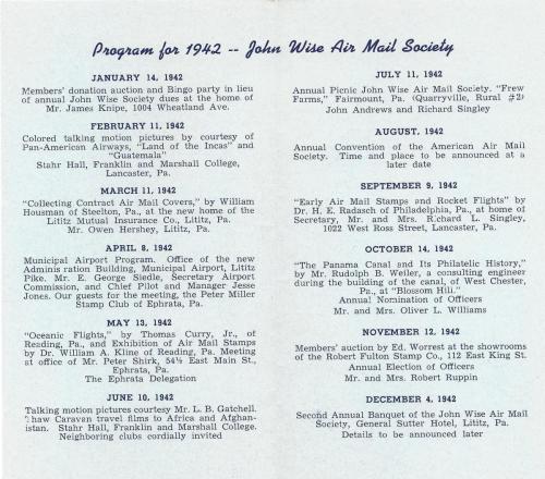 John Wise Air Mail Society 1942 Brochure p.2
